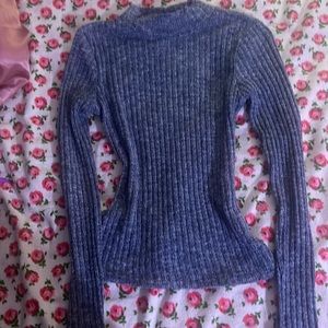 Blue turtleneck cropped sweater